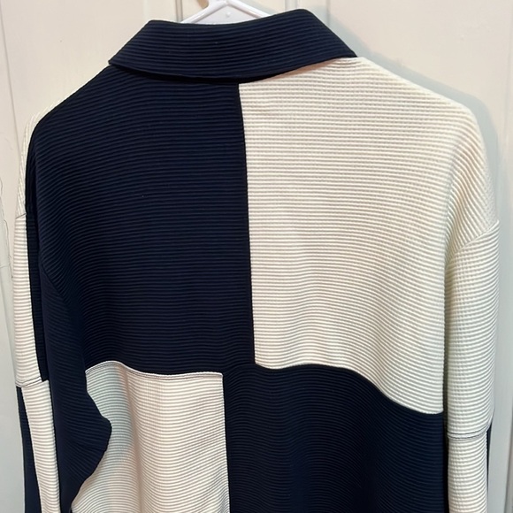 Ted Baker Waffle Knit Panelled Polo Shirt in Navy - Picture 13 of 16